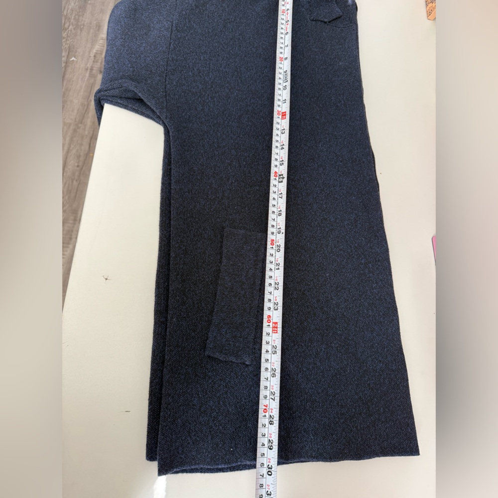 ZARA Knit Navy Blue Open Front Cardigan Blazer | Thick Cozy Layer | Size M - Picture 8 of 10